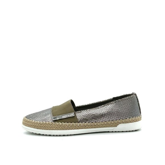 ANNE KLEIN Iflex Womens Sz 6.5 Metallic Zylia Snake Skin Espadrille Loafers
